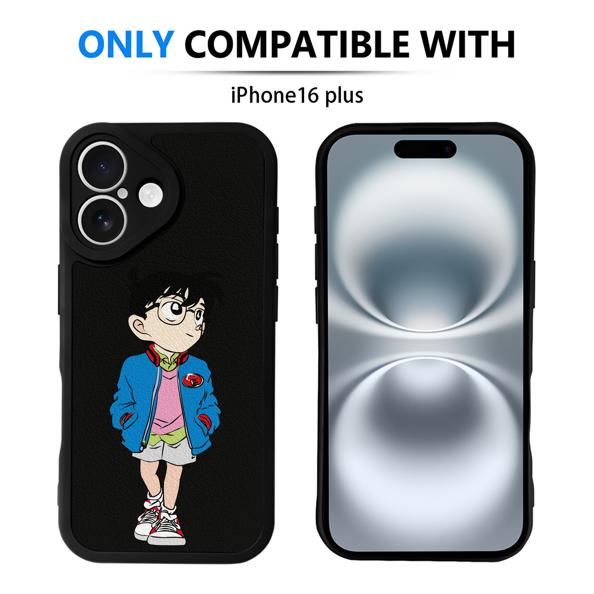 （画像用） 名探偵コナン 江戸川 コナン Detective Conan Conan Edogawa 【iPhone 16シリーズ対応】シリコンスマホケース（レザー調） 材質：シリコン